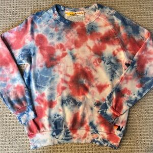 **Aviator Nation** HAND DYED RELAXED CREW SWEATSHIRT - TIE DYE BLUE/RED